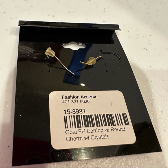 NWT 2 Pair of Fashion Accents Earrings gold tone dangles, moon, rhinestones - Picture 12 of 12